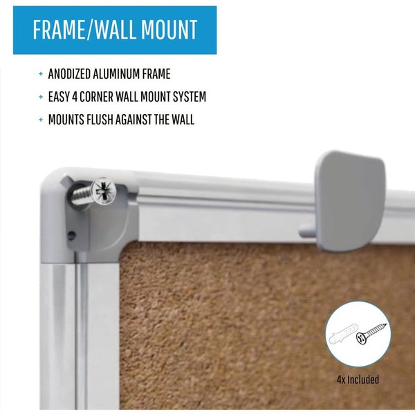 Earth Cork Board 2 ft.x3ft., Aluminum