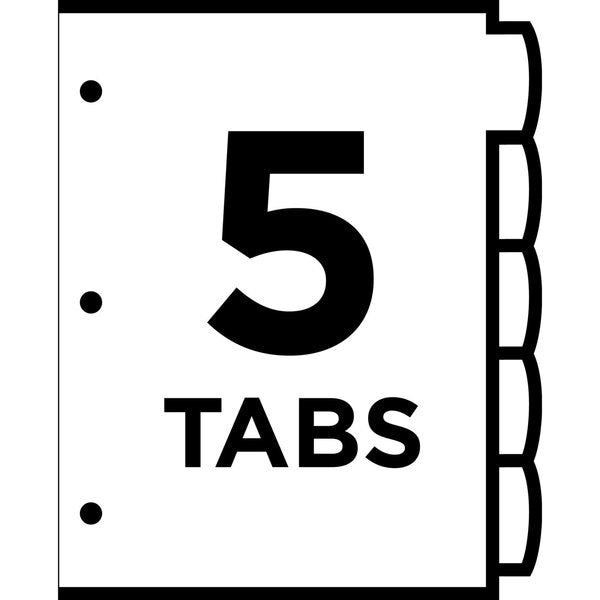 AveryÂ® Big Tabâ¢ Write & Erase Durable Plastic Dividers 16370, 5 White Tabs, 1 Set