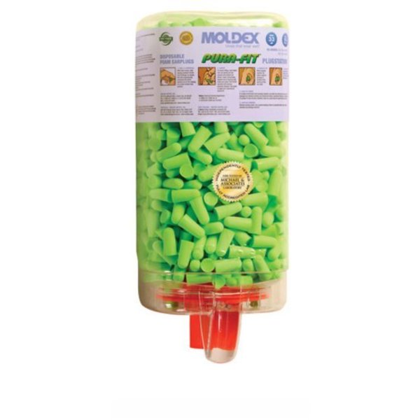 Disposable Uncorded Ear Plugs with Dispenser, Bullet Shape, 33 dB, 500 Pairs, Green