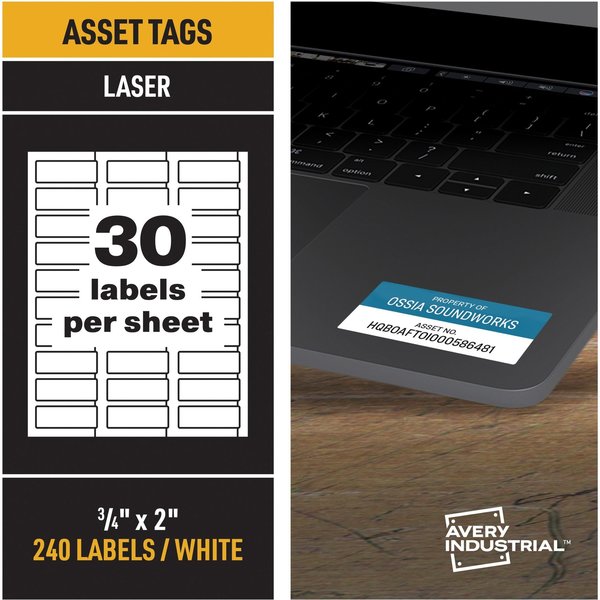 Durable White Asset Tag Labels, La, PK240