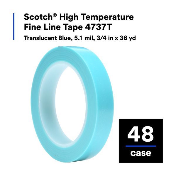 Fine Line Tape, Blue, 3/4 In. x 36 Yd, PK48