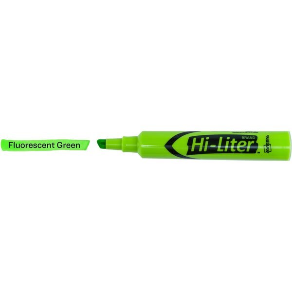 Highlighter, Chisel Tip, Fluorescent Green, Smear Safe, Nontoxic