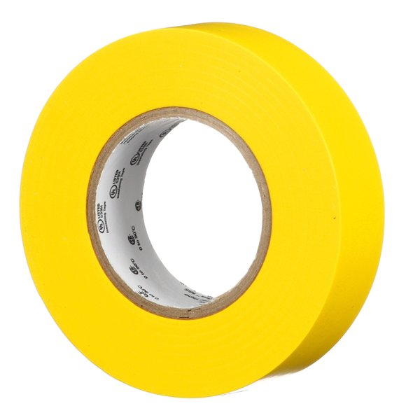 Elec Tape, 60 ft Lx3/4 in W, 6 mil, Yellow