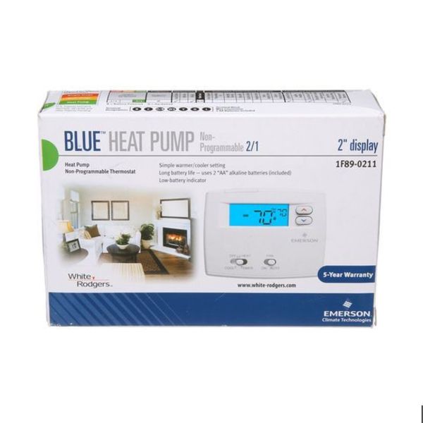 NonProgram Heat Pump Thermostat, 2H/1C, 45 Degrees to 99 Degrees F