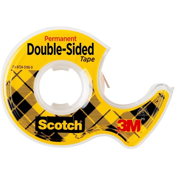 Double Sided Tape, Permanent, 1/2x450 in., Length: 450