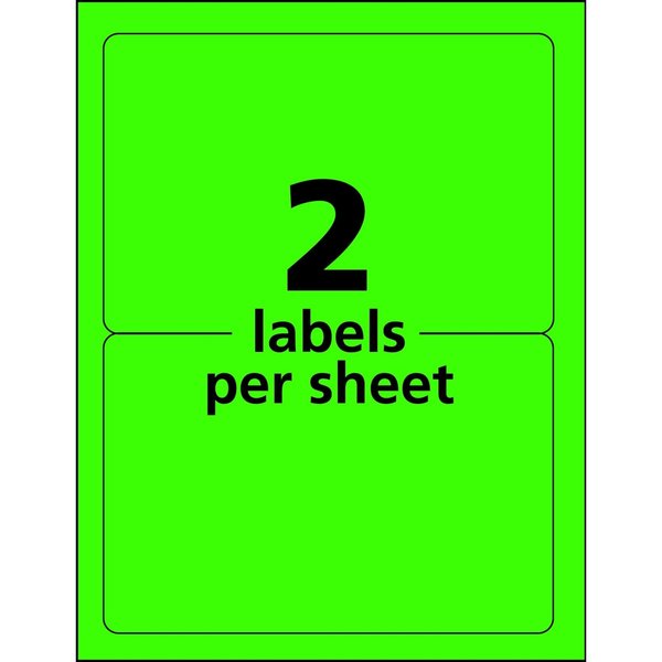 Neon Shipping Labels, Laser, 5-1/2