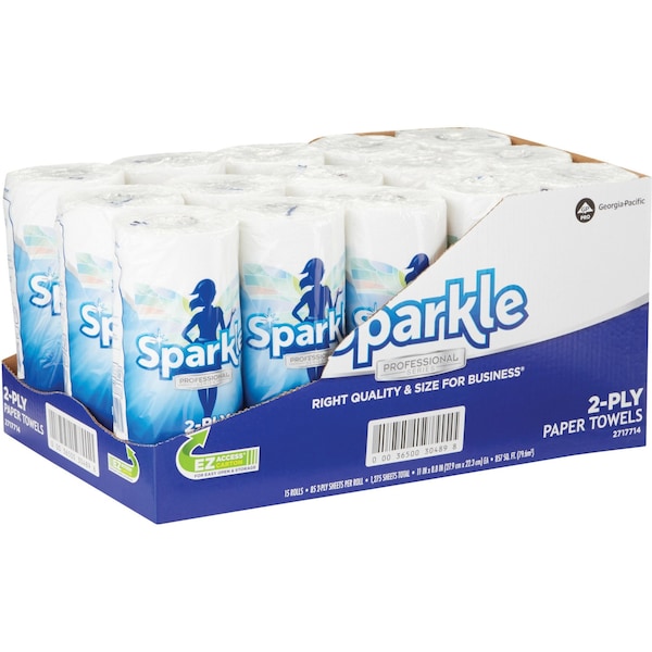 Sparkle Perforated Roll Paper Towels, 2, 85, 60 ft, White, 15 PK