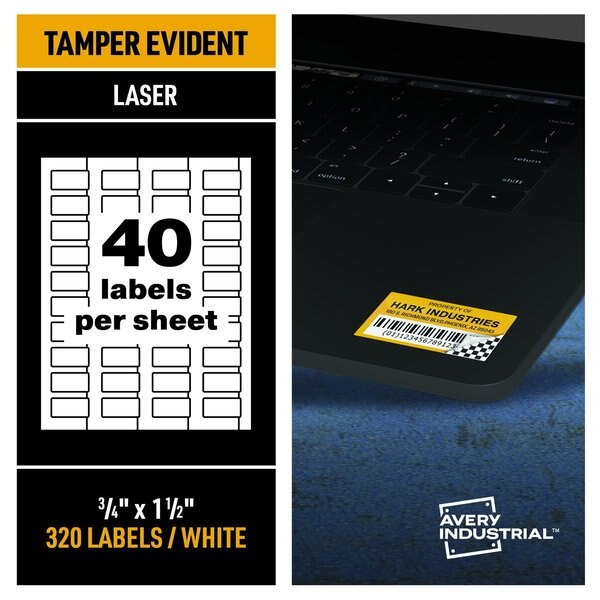 Tamper-Evident Asset Tag Labels, 3, PK320