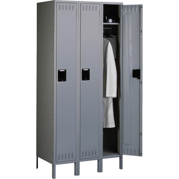 Wardrobe Locker, 36 in W, 18 in D, 78 in H, (1) Tier, (3) Wide, Gray