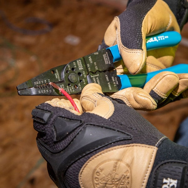 Long Nose Wire Stripper/Crimper/Cutter/Looper, Overall Length 8 1/4 in, Capacity 22 to 10 AWG, Blue