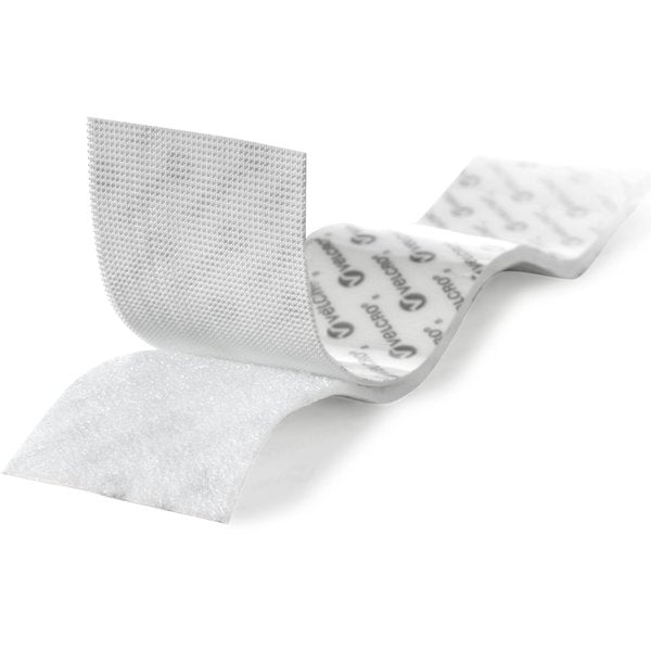 Reclosable Fastener, Rubber Adhesive, 15 ft, 2 in Wd, White