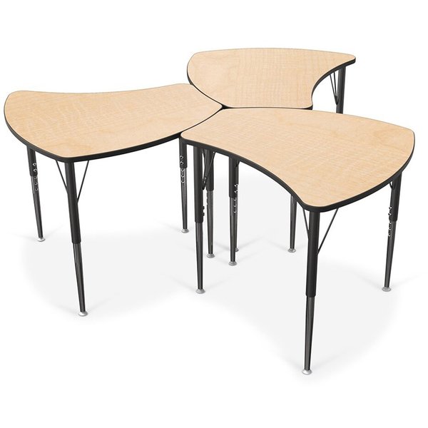 Student Desk, 27 1/4 in D, 28 3/4 in W, Fusion Maple, Black