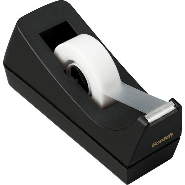 Desktop Tape Dispenser, Weighted Base, Blk