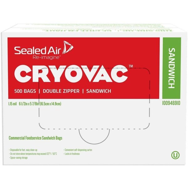 Cryovac Reseal, Sndwch Bags, 1.15Mil, 500CT