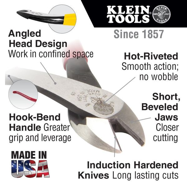 Ironworker's Diagonal Cutting Pliers, with Tether Ring, 8-Inch