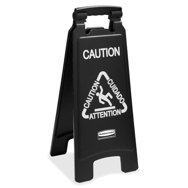 Multi-Lingual Caution Sign, 26 in H, 11 in W, HDPE, Rectangle, English, French, Spanish, 1867505