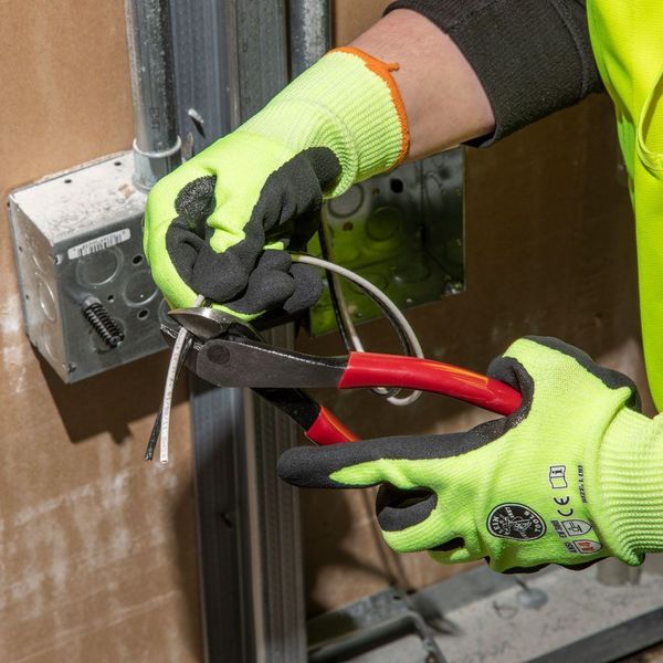 8 1/8 in High Leverage Diagonal Cutting Plier Standard Cut Oval Nose Uninsulated