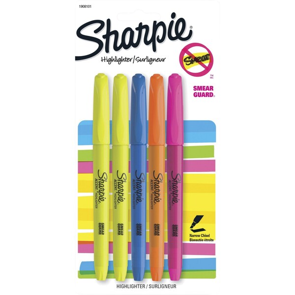 Highlighter, Pen Style Barrel, PK5