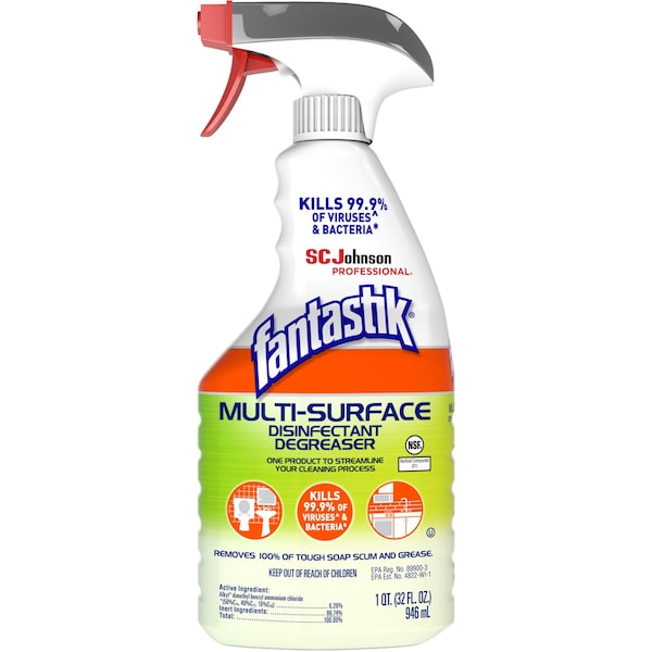 Disinfectant and Sanitizer, 32 oz. Trigger Spray Bottle, Unscented