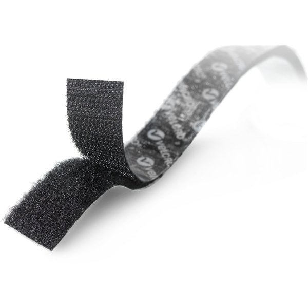 Reclosable Fastener, Rubber Adhesive, 15 ft, 3/4 in Wd, Black