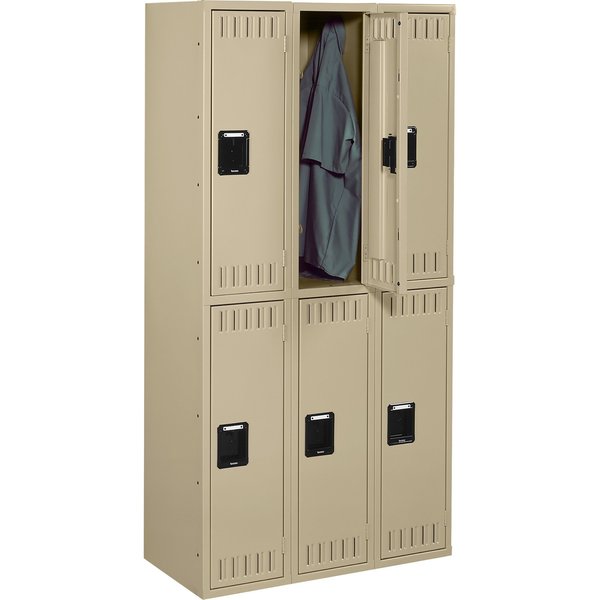 Wardrobe Locker, 36 in W, 18 in D, 72 in H, (2) Tier, (3) Wide, Sand