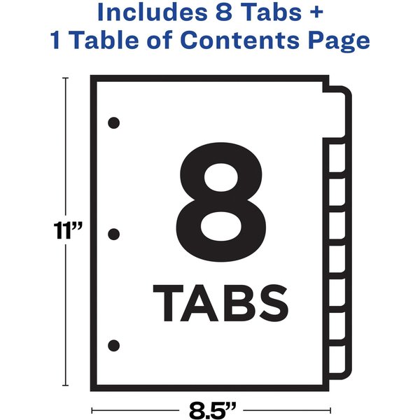 AveryÂ® Ready IndexÂ® Table of Contents Dividers 11133, 8-Tab Set