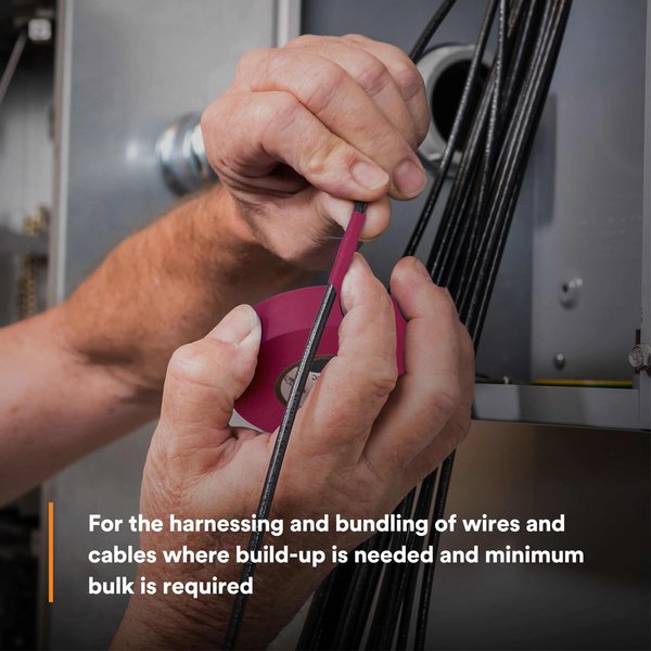 Elec Tape, 60 ft Lx3/4 in W, 6 mil, Purple