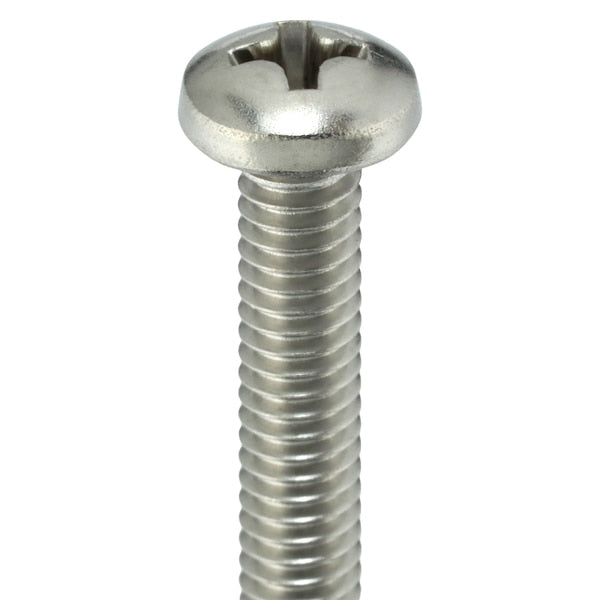 #8-32 x 1-1/4 in Phillips Pan Machine Screw, Plain Stainless Steel, 100 PK