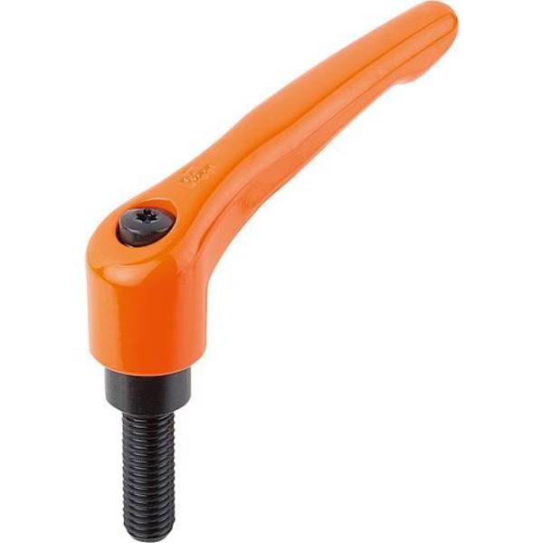 Adjustable Handle, Modern Design, Sz. 5, 1/2-13X30, Die Cast Zinc Orange RAL 2004, Comp: Steel