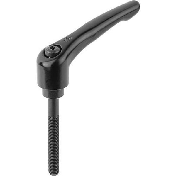 Adjustable Handle, Modern Design, Sz. 4, M10X70, Die Cast Zinc Black Satin, Comp: Steel