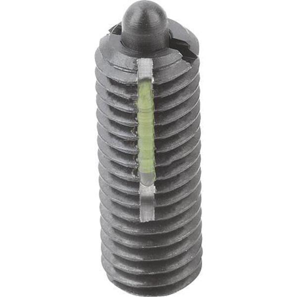 Spring Plunger Light Spring Force, Long-Lok D=M08 L=22, Steel, Comp: Pin Steel