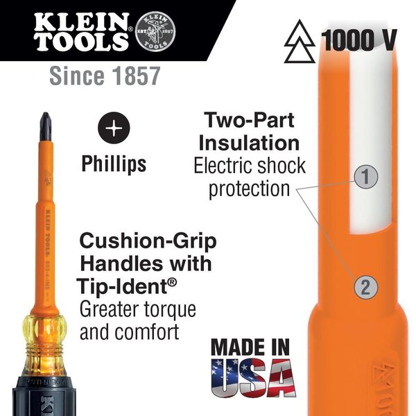 Insulated Phillips Screwdriver #1 Round