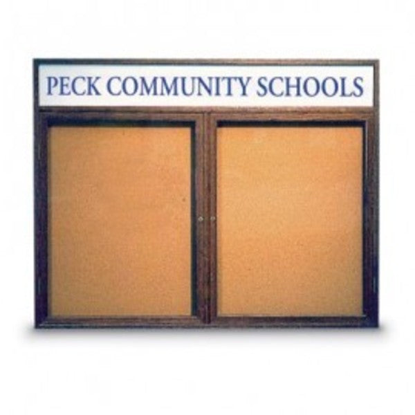 Double Door Wood Enclosed Corkboard, Hdr