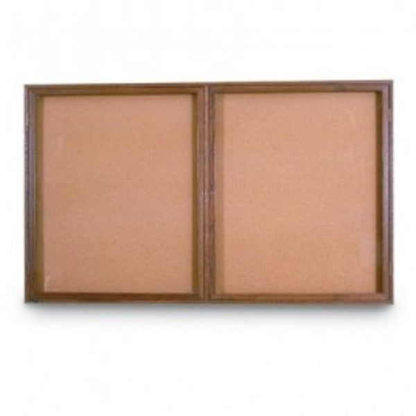 Double Door Wood Enclosed Corkboard, 60