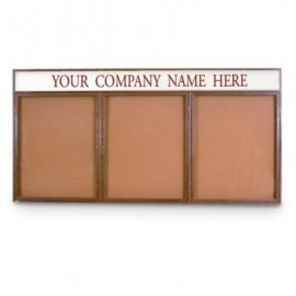 Triple Door Wood Enclosed Corkboard, Hdr