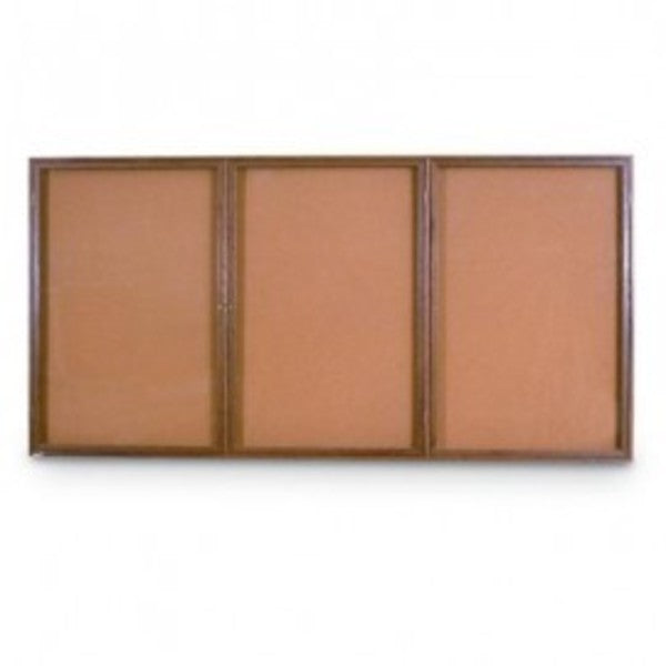 Triple Door Wood Enclosed Corkboard, 72