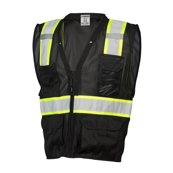 Safety Vest, Black, Polyester Mesh, S/M