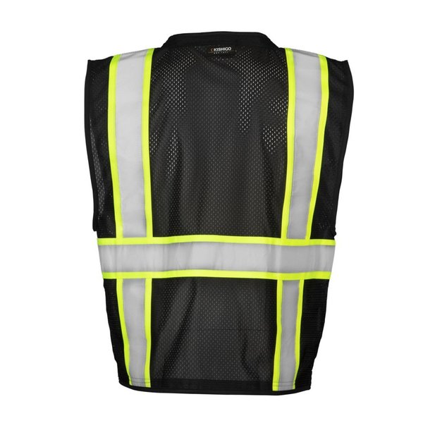 Safety Vest, Black, Polyester Mesh, 2XL/3XL