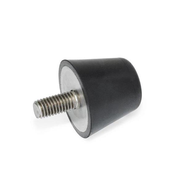 GN254-32-M8-16-55 Tapered Bumper Stainless, Nat. Rubber, Threaded Stud