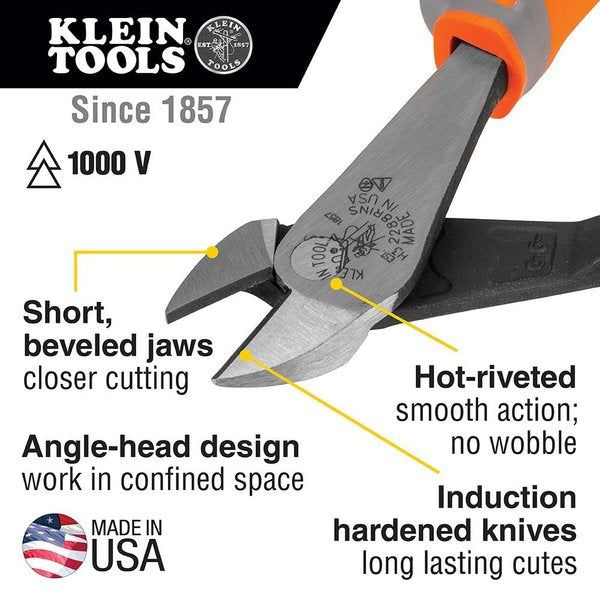 Diagonal Cutting Pliers, Insulated, High Leverage, 8-Inch