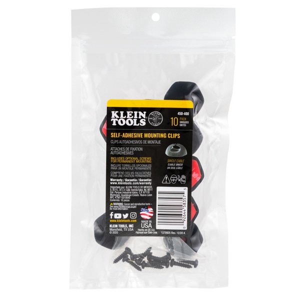 Self-Adhesive Cable Mounting Clips, 1 Slot (10-Pack)