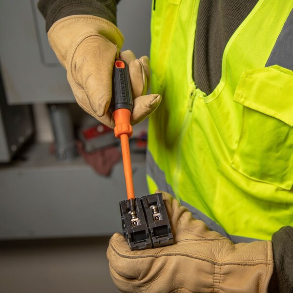 Insulated Screwdriver, #2 Square Tip, 4-Inch Round Shank