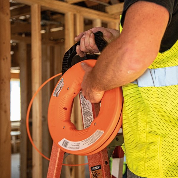 Multi-Groove Fiberglass Fish Tape with Nylon Tip, 50-Foot