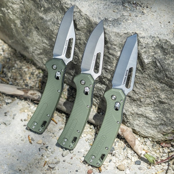 KTO Resurgence Knife, Drop Point Blade, Moss Green Handle