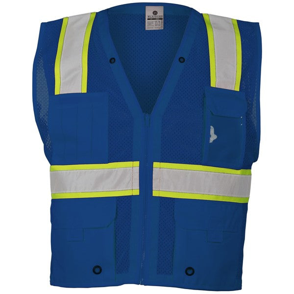 4X-5X Royal Blue Enhanced Visibility Multi Pocket Vest