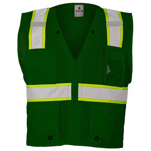 4X-5X Green Enhanced Visibility Multi Pocket Vest