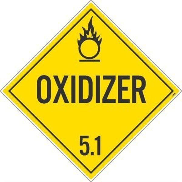 Oxidizer 5.1 Dot Placard Sign, Pk25, Material: Pressure Sensitive Removable Vinyl .0045