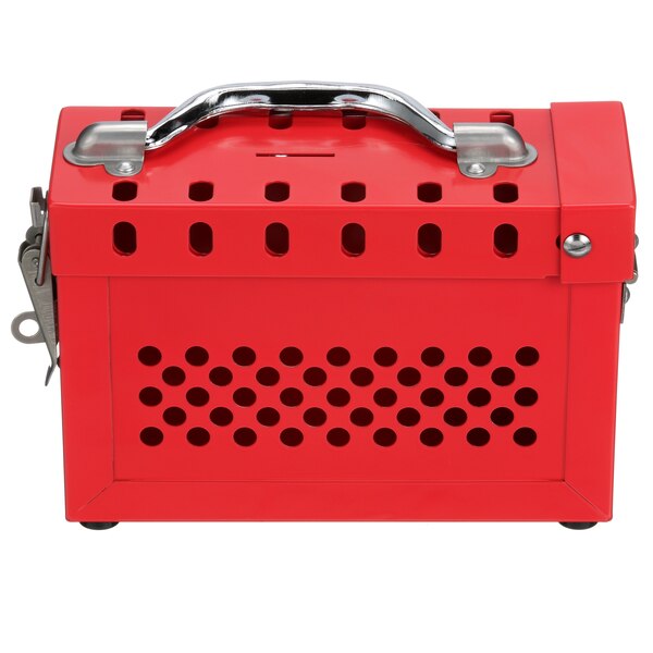 Group Lockout Box, Steel, Red