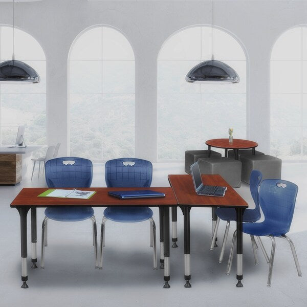 Rectangle Tables > Height Adjustable > Rectangular Classroom Tables, 48 X 30 X 23-34, Cherry