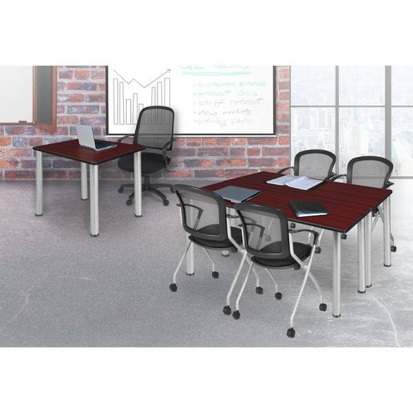 Rectangle Tables > Training Tables > Kee Table & Chair Sets, 60 X 24 X 29, Wood|Metal|Fabric Top